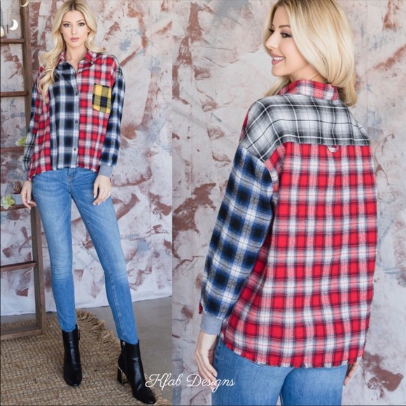 ❤️LAST ONE! Soft Multi Color Block Flannel Plaid Shirt! - Picture 5 of 7